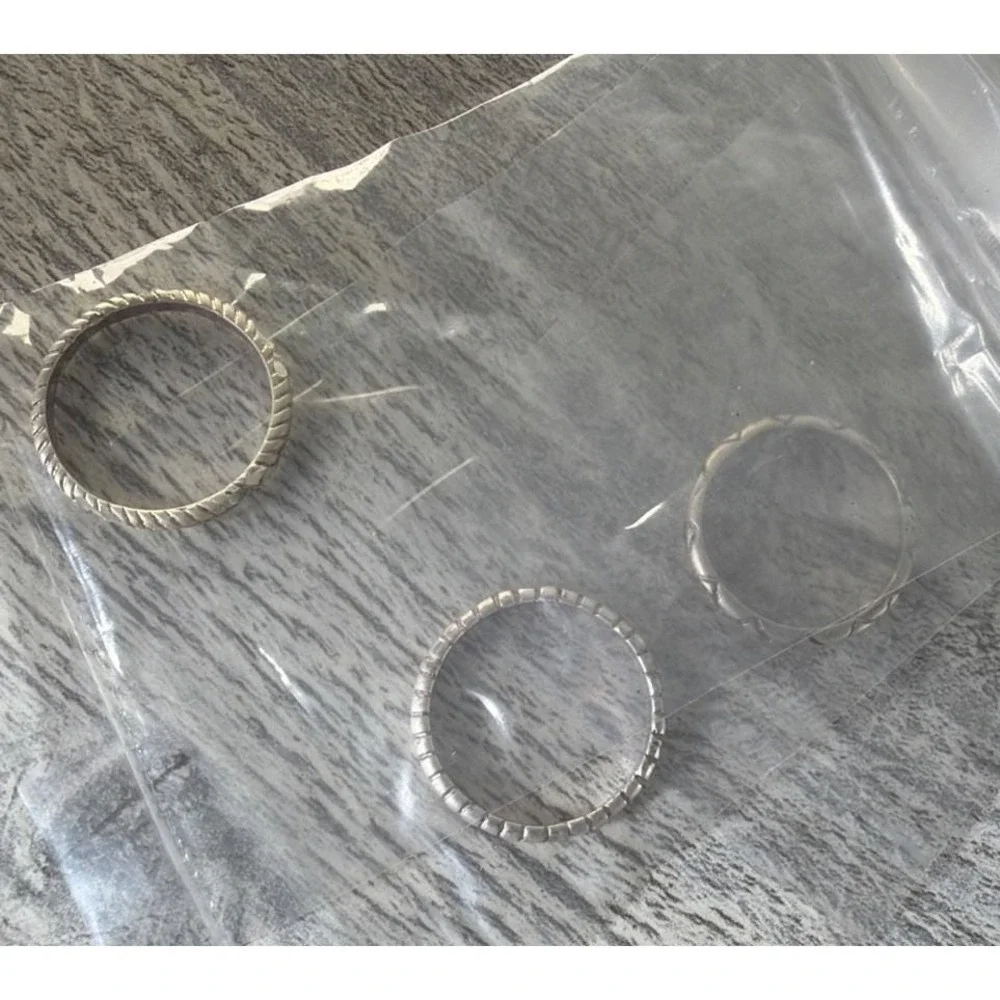 Avon Sterling Silver Diamond Cut Ring Trio Size 6 New Old Stock Sealed 1999